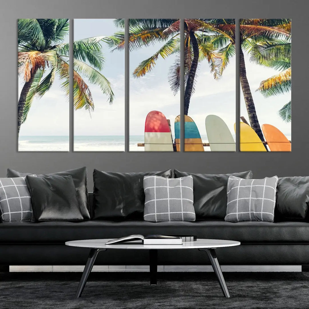 Palm and Surface Board Wall Art Canvas Print