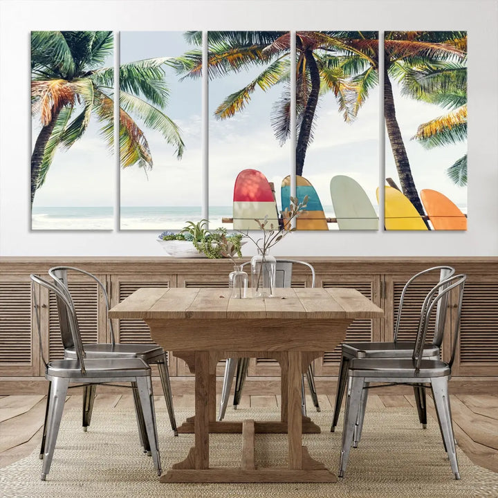 Palm and Surface Board Wall Art Canvas Print