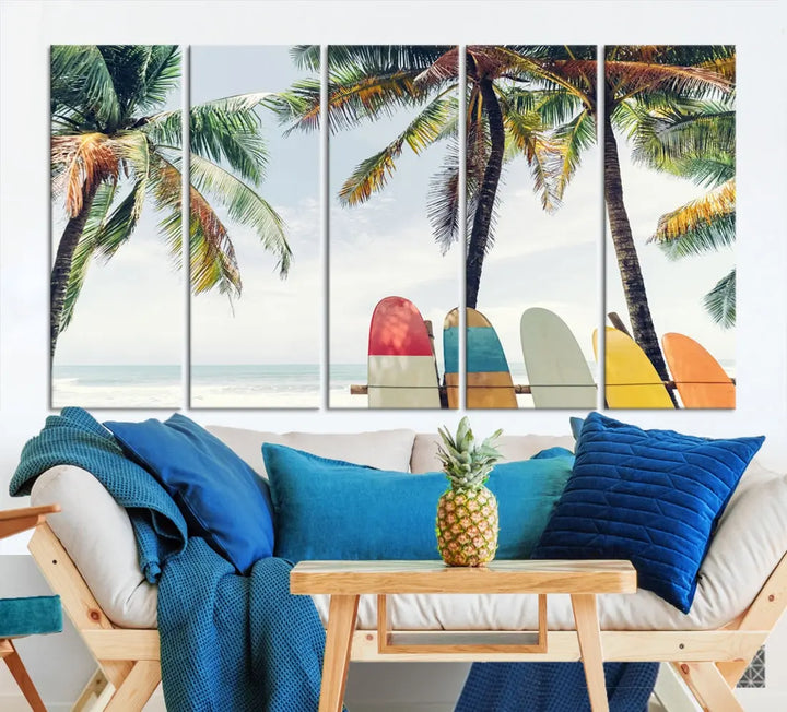 Palm and Surface Board Wall Art Canvas Print