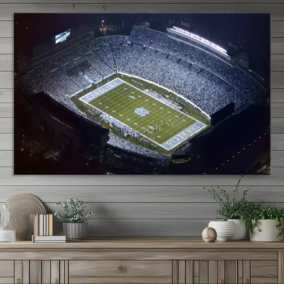 University of North Carolina Tar Heels Football Team Print - Chapel Hill Kenan Memorial Stadium Wall Art Canvas Print