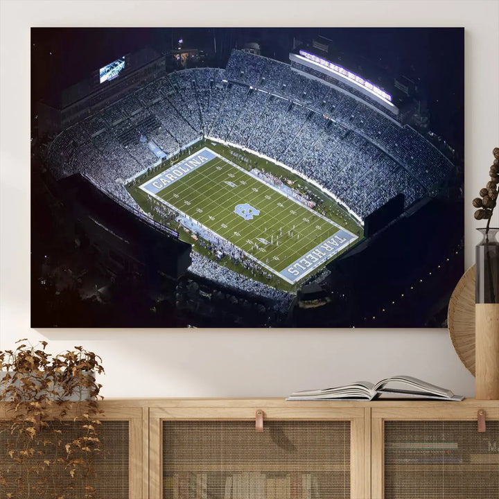 University of North Carolina Tar Heels Football Team Print - Chapel Hill Kenan Memorial Stadium Wall Art Canvas Print