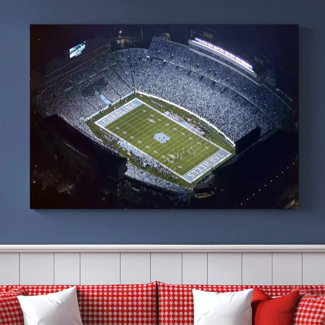 University of North Carolina Tar Heels Football Team Print - Chapel Hill Kenan Memorial Stadium Wall Art Canvas Print