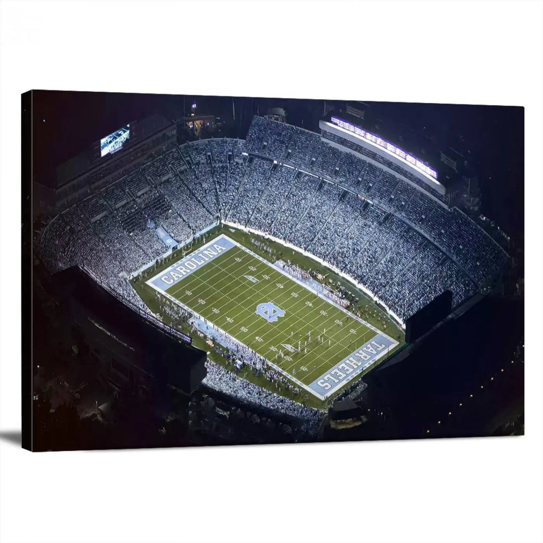 University of North Carolina Tar Heels Football Team Print - Chapel Hill Kenan Memorial Stadium Wall Art Canvas Print