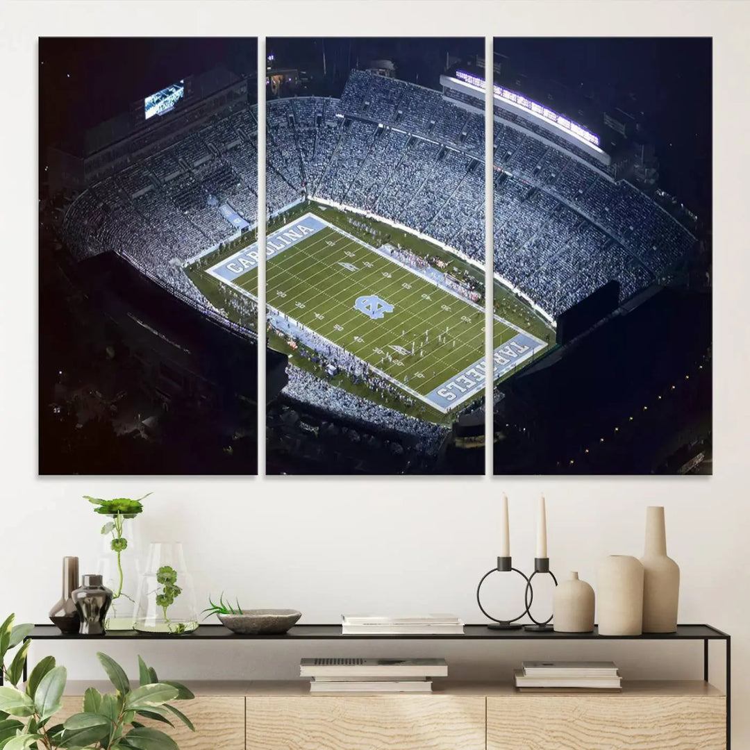 University of North Carolina Tar Heels Football Team Print - Chapel Hill Kenan Memorial Stadium Wall Art Canvas Print