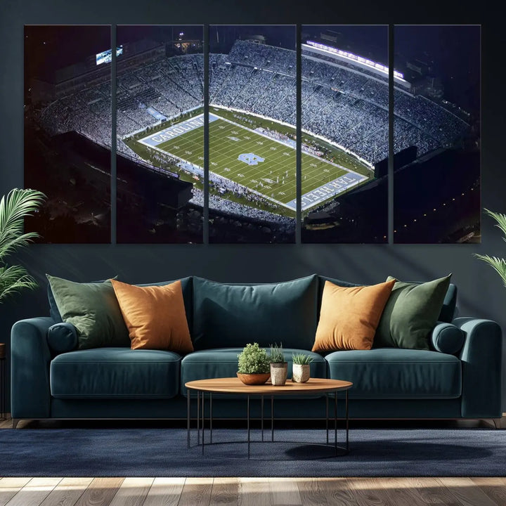 University of North Carolina Tar Heels Football Team Print - Chapel Hill Kenan Memorial Stadium Wall Art Canvas Print