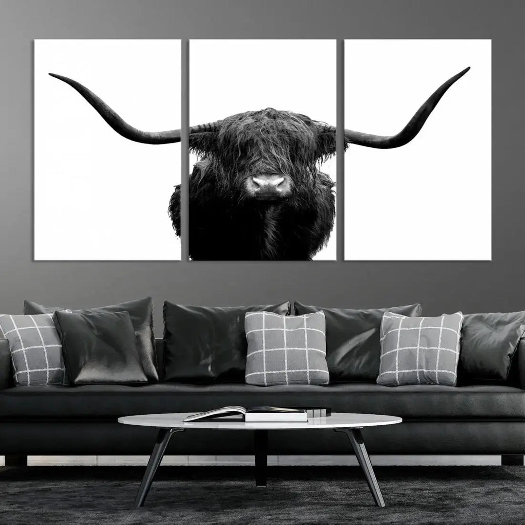 Texas Cow Animal Portrait Cattle Wall Art Canvas Print Home Decor