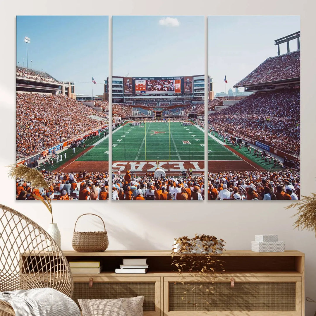 University of Texas Longhorns Football Team Print - Austin Darrell K Royal-Texas Memorial Stadium at Campbell-Williams Field Wall Art Canvas Print