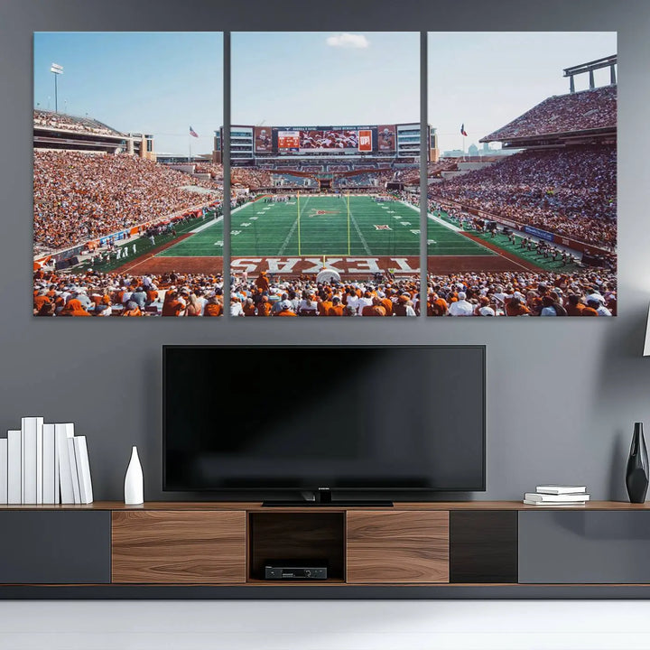 University of Texas Longhorns Football Team Print - Austin Darrell K Royal-Texas Memorial Stadium at Campbell-Williams Field Wall Art Canvas Print