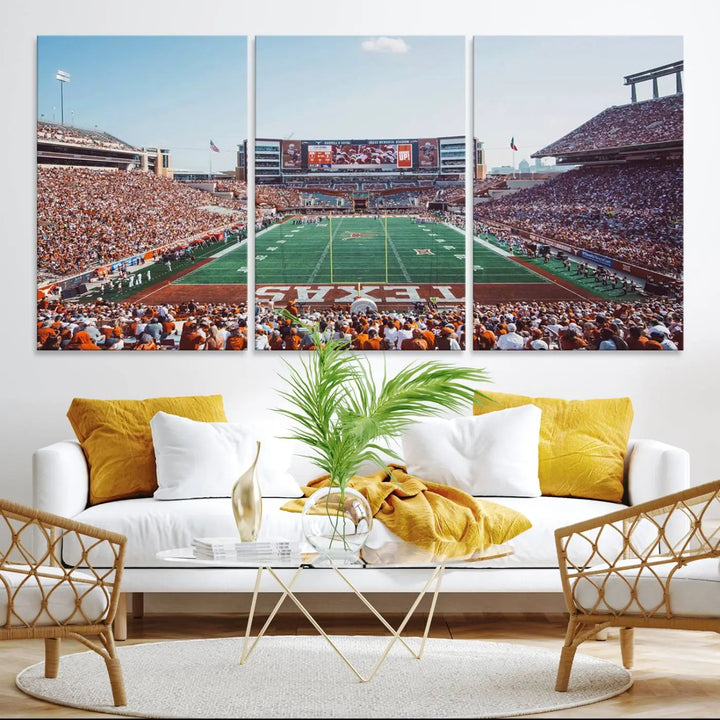 University of Texas Longhorns Football Team Print - Austin Darrell K Royal-Texas Memorial Stadium at Campbell-Williams Field Wall Art Canvas Print