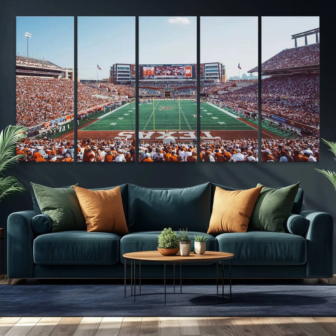 University of Texas Longhorns Football Team Print - Austin Darrell K Royal-Texas Memorial Stadium at Campbell-Williams Field Wall Art Canvas Print