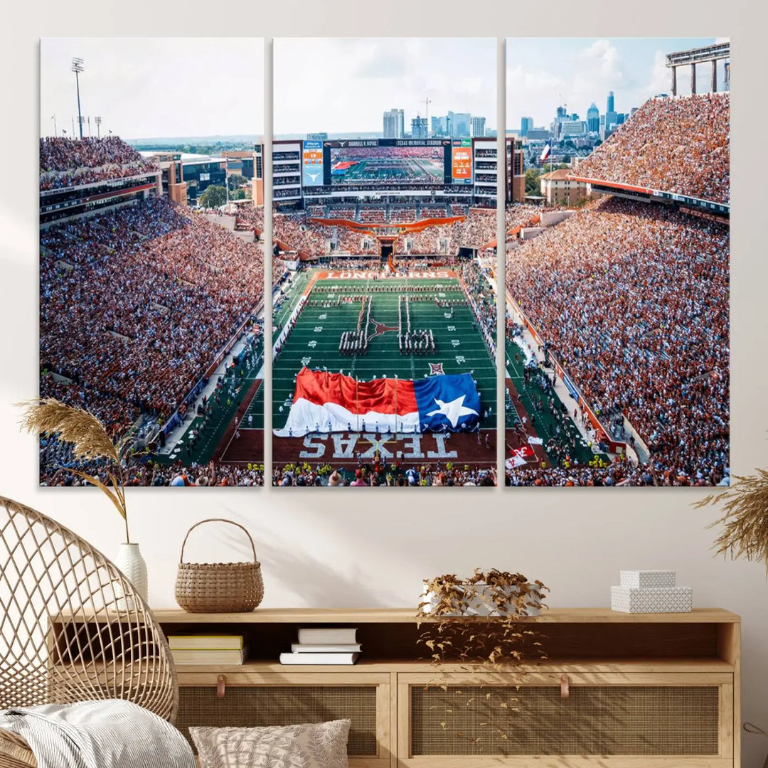 University of Texas Longhorns Football Team Print - Austin Darrell K Royal-Texas Memorial Stadium Wall Art Canvas Print