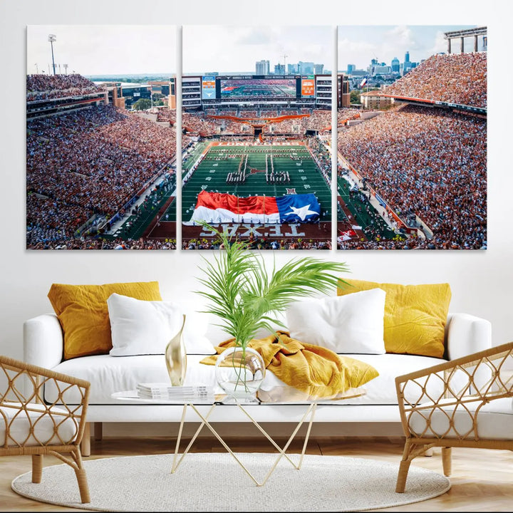 University of Texas Longhorns Football Team Print - Austin Darrell K Royal-Texas Memorial Stadium Wall Art Canvas Print