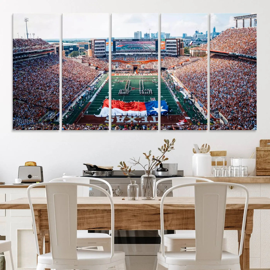 University of Texas Longhorns Football Team Print - Austin Darrell K Royal-Texas Memorial Stadium Wall Art Canvas Print