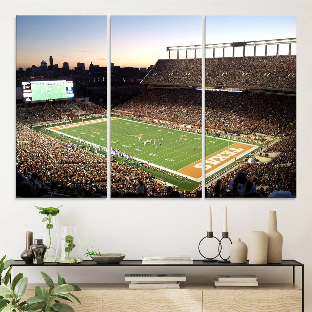 University of Texas Longhorns Football Team Print - Austin Darrell K Royal-Texas Memorial Stadium Wall Art Canvas Print