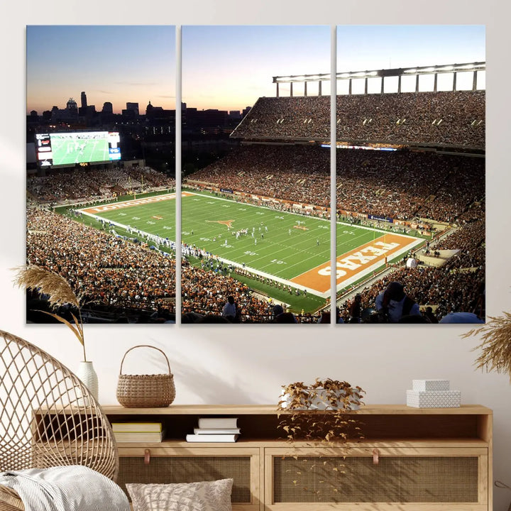 University of Texas Longhorns Football Team Print - Austin Darrell K Royal-Texas Memorial Stadium Wall Art Canvas Print