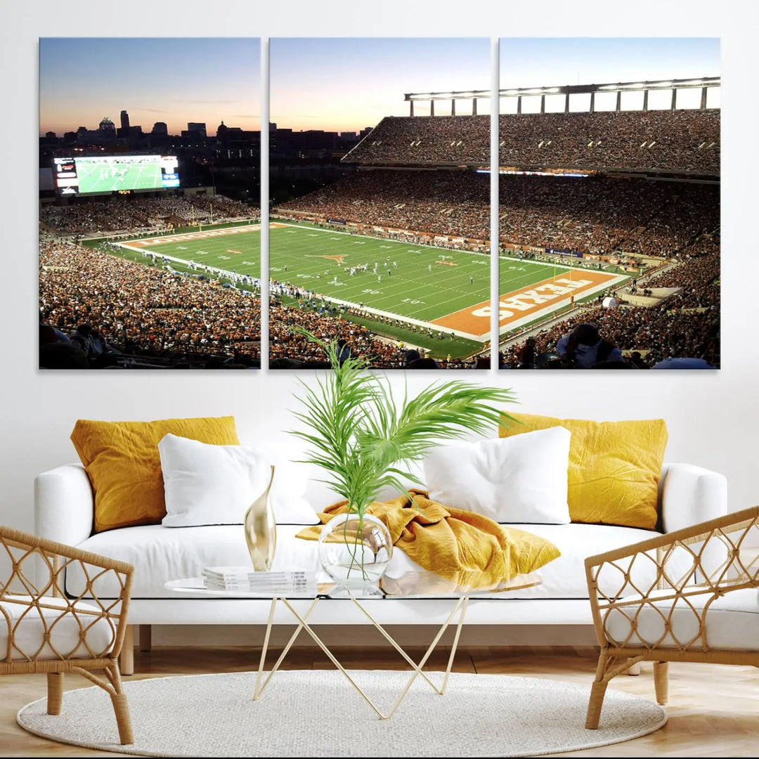 University of Texas Longhorns Football Team Print - Austin Darrell K Royal-Texas Memorial Stadium Wall Art Canvas Print