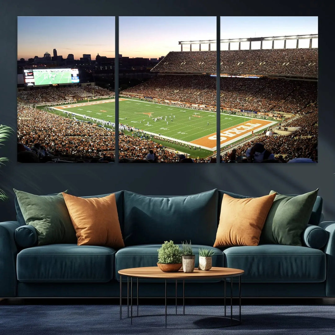 University of Texas Longhorns Football Team Print - Austin Darrell K Royal-Texas Memorial Stadium Wall Art Canvas Print