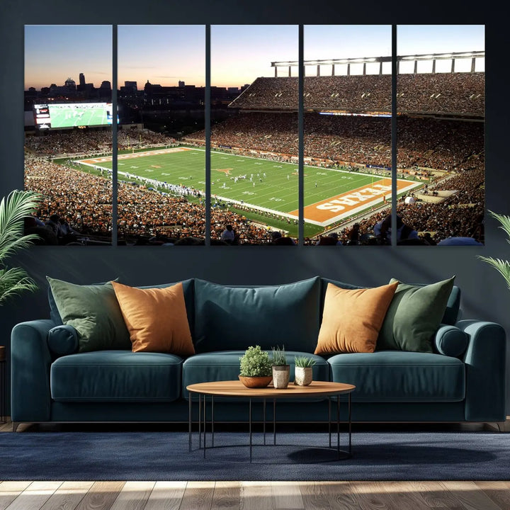 University of Texas Longhorns Football Team Print - Austin Darrell K Royal-Texas Memorial Stadium Wall Art Canvas Print