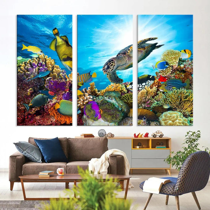 The Underwater World Sea Life Large Wall Art Canvas Print