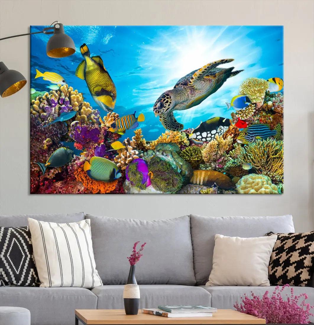 The Underwater World Sea Life Large Wall Art Canvas Print