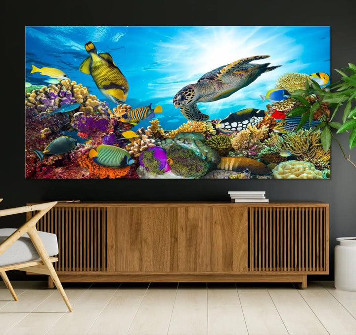 The Underwater World Sea Life Large Wall Art Canvas Print