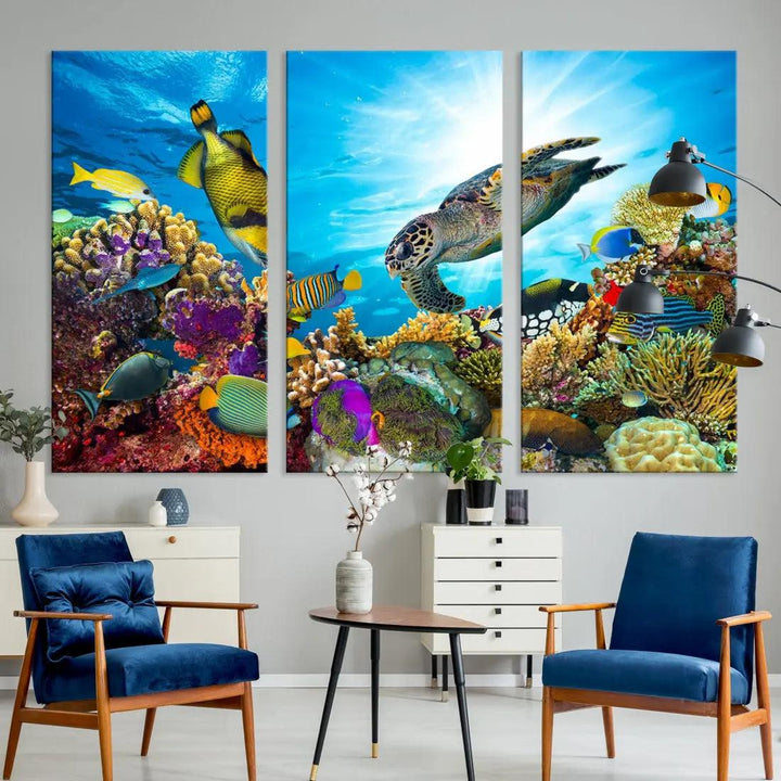 The Underwater World Sea Life Large Wall Art Canvas Print