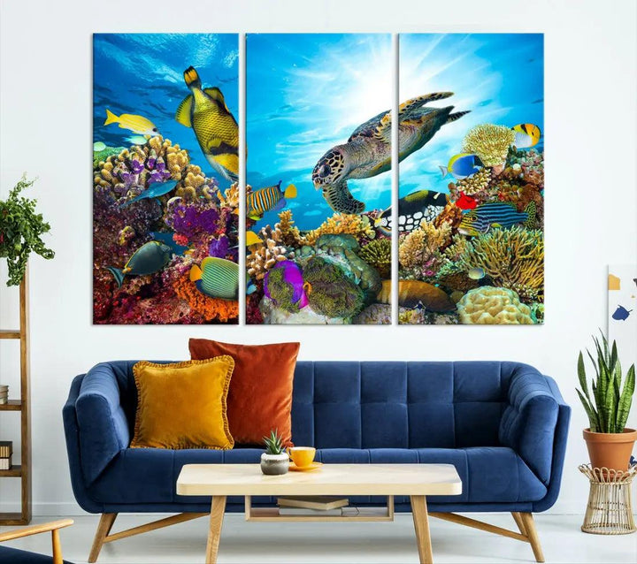 The Underwater World Sea Life Large Wall Art Canvas Print