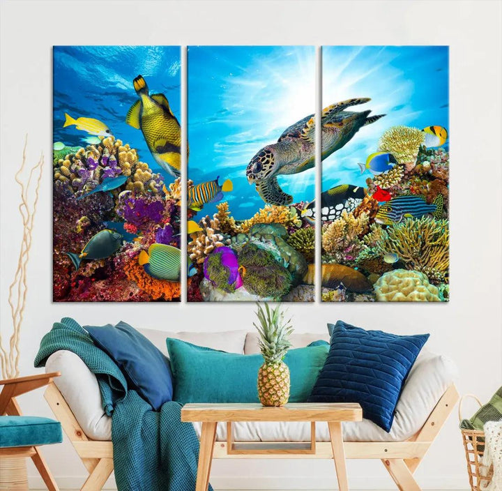 The Underwater World Sea Life Large Wall Art Canvas Print