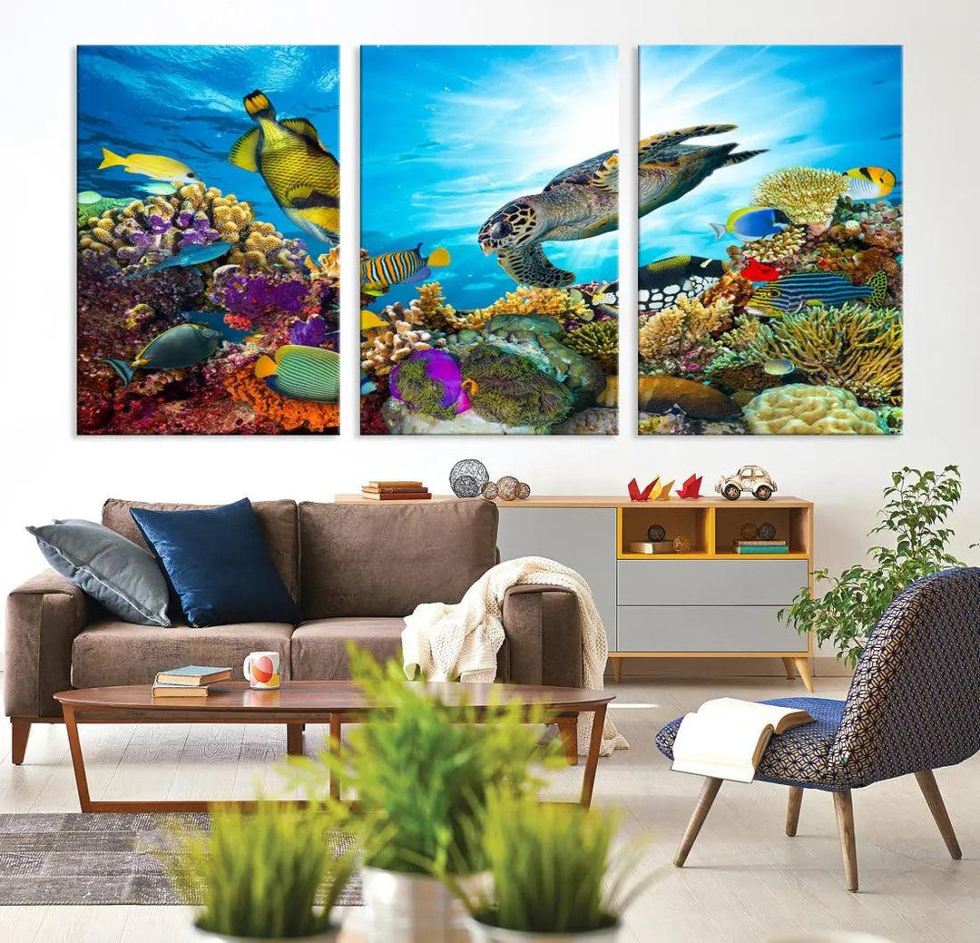 The Underwater World Sea Life Large Wall Art Canvas Print