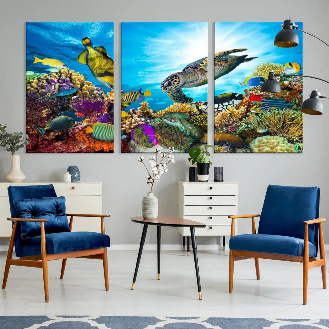 The Underwater World Sea Life Large Wall Art Canvas Print