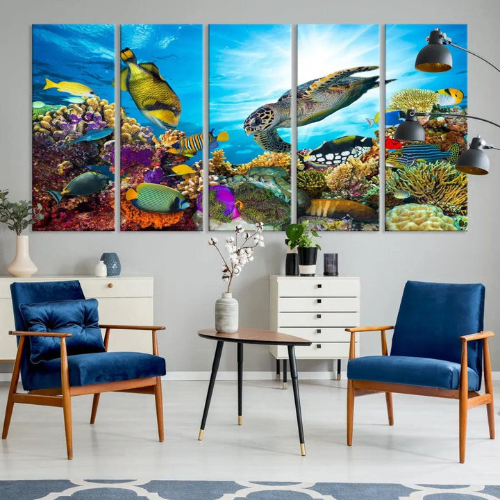 The Underwater World Sea Life Large Wall Art Canvas Print