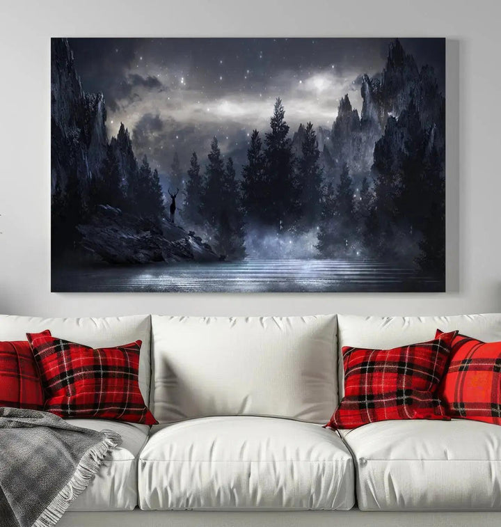 Thrilling Dark Forest Wall Art Canvas Print