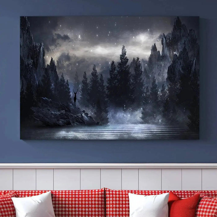 Thrilling Dark Forest Wall Art Canvas Print