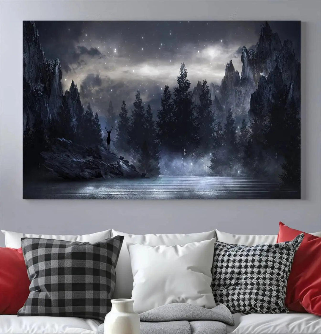 Thrilling Dark Forest Wall Art Canvas Print