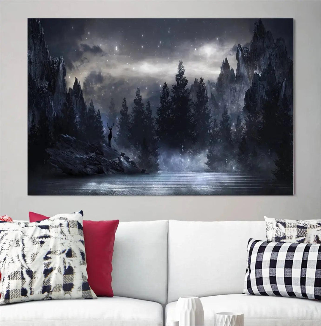 Thrilling Dark Forest Wall Art Canvas Print