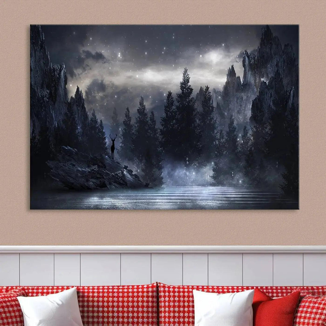 Thrilling Dark Forest Wall Art Canvas Print