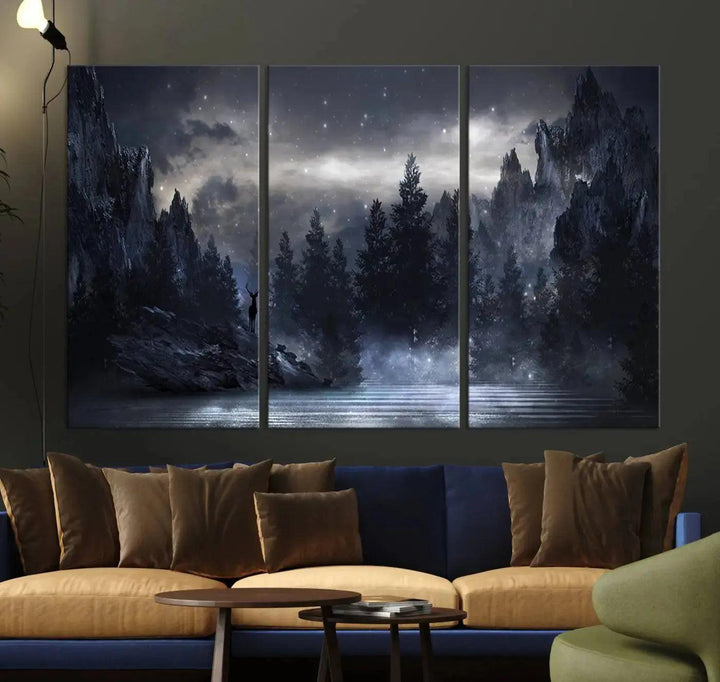 Thrilling Dark Forest Wall Art Canvas Print