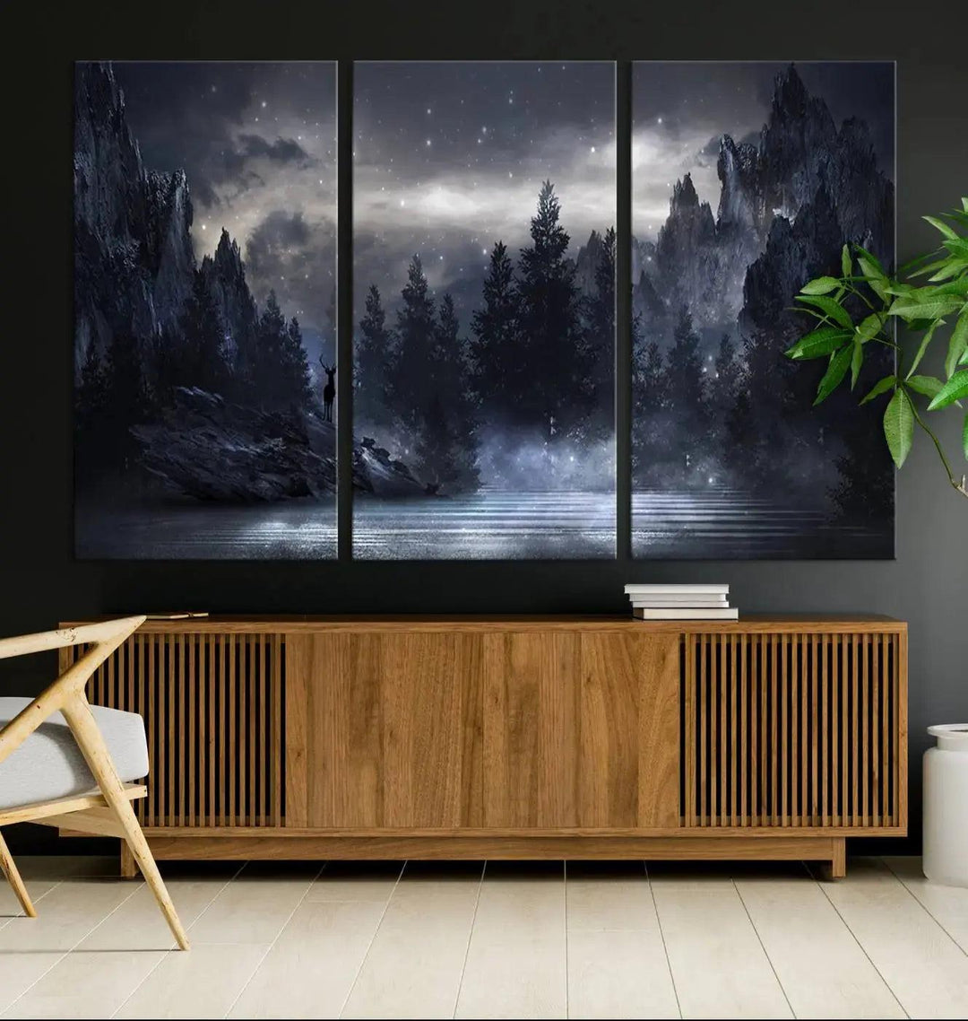 Thrilling Dark Forest Wall Art Canvas Print