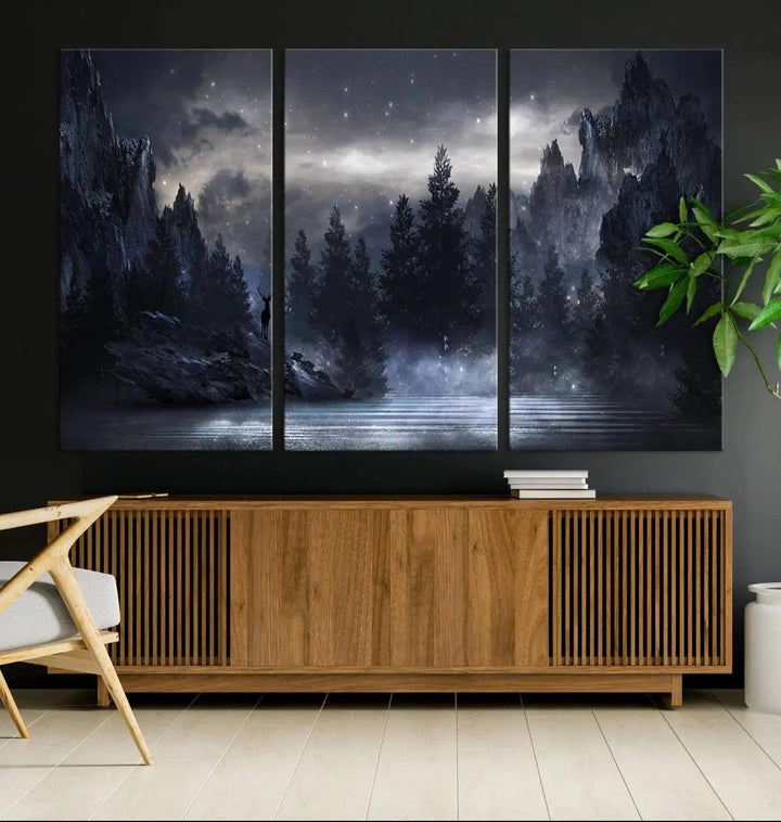 Thrilling Dark Forest Wall Art Canvas Print