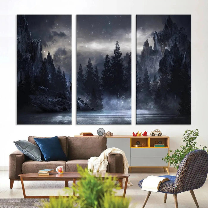 Thrilling Dark Forest Wall Art Canvas Print