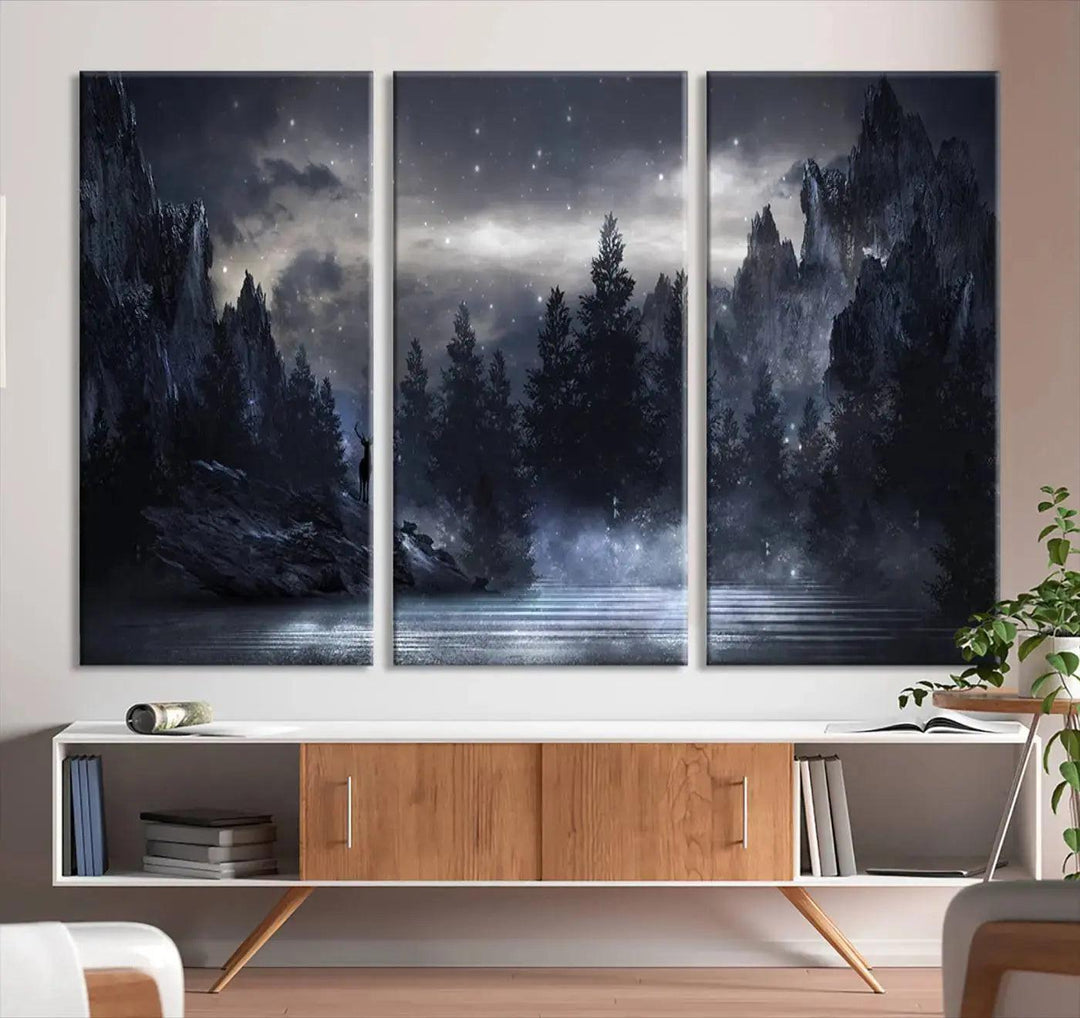 Thrilling Dark Forest Wall Art Canvas Print