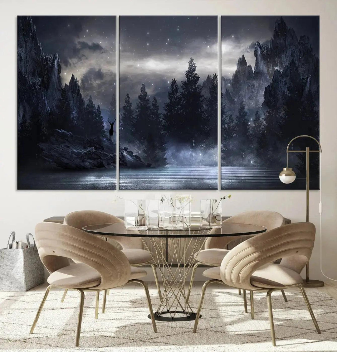 Thrilling Dark Forest Wall Art Canvas Print