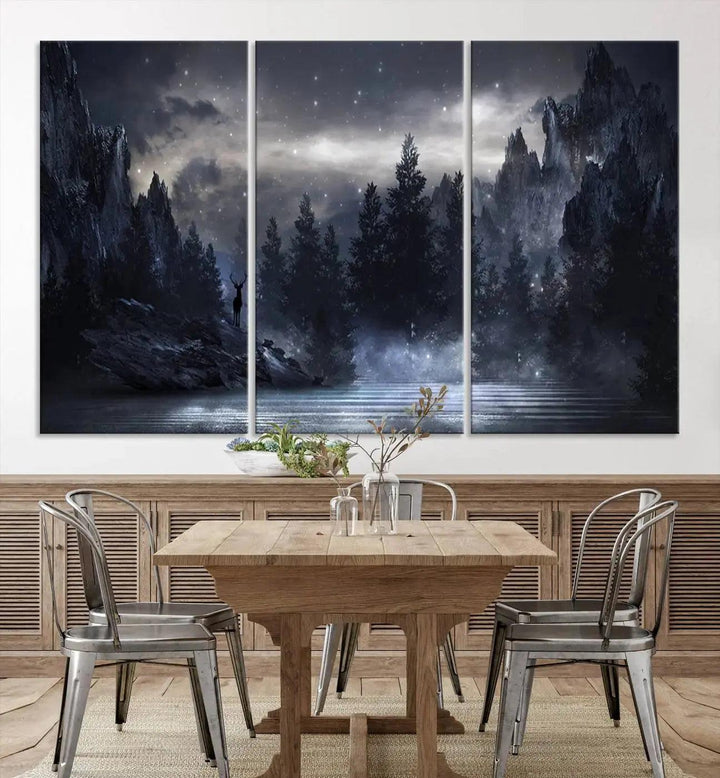 Thrilling Dark Forest Wall Art Canvas Print