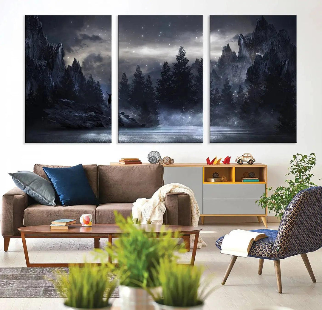 Thrilling Dark Forest Wall Art Canvas Print