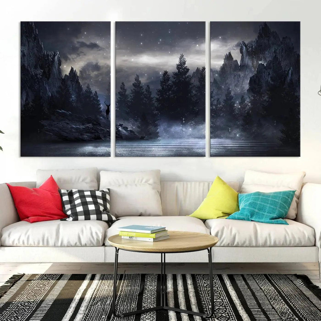 Thrilling Dark Forest Wall Art Canvas Print