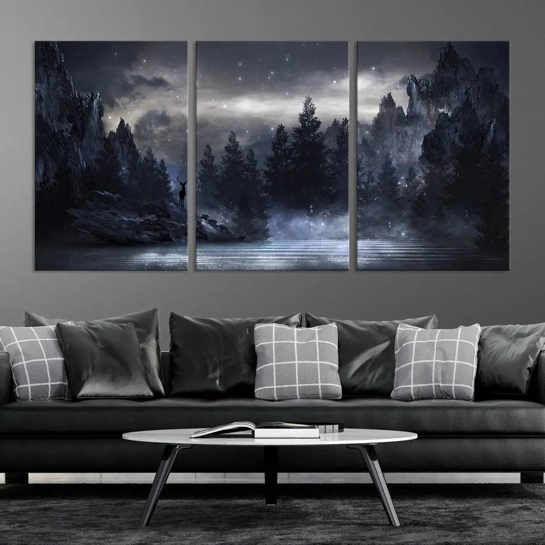 Thrilling Dark Forest Wall Art Canvas Print