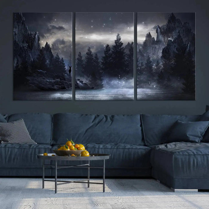 Thrilling Dark Forest Wall Art Canvas Print