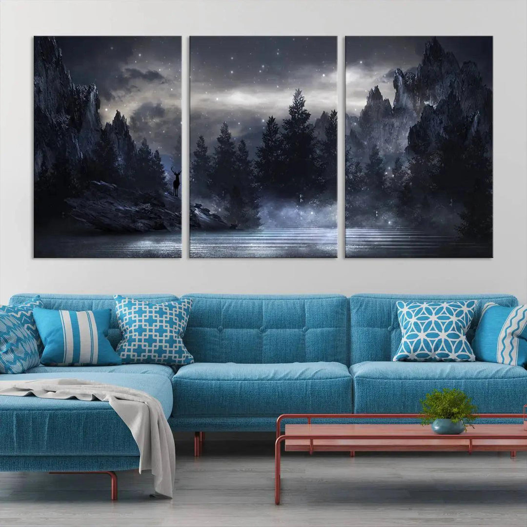 Thrilling Dark Forest Wall Art Canvas Print