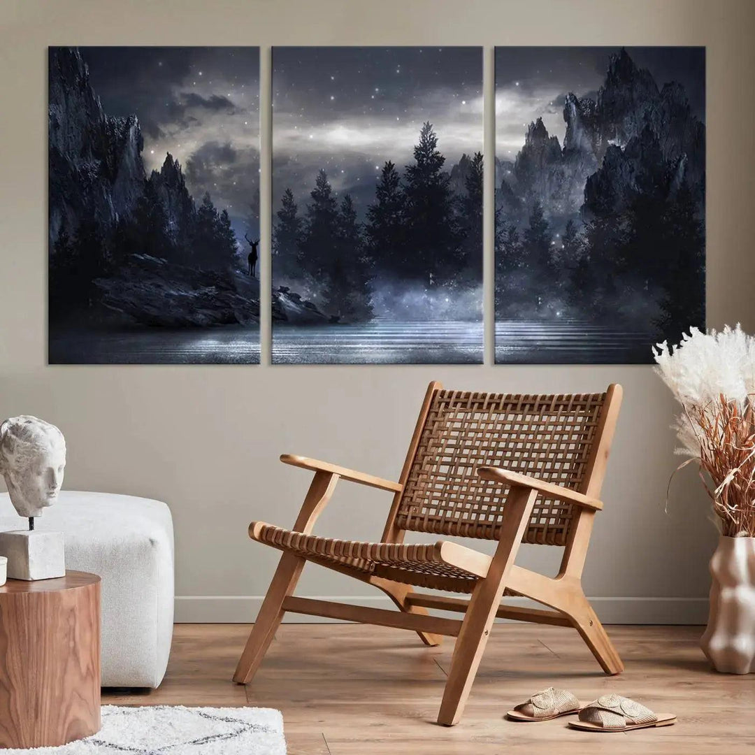 Thrilling Dark Forest Wall Art Canvas Print