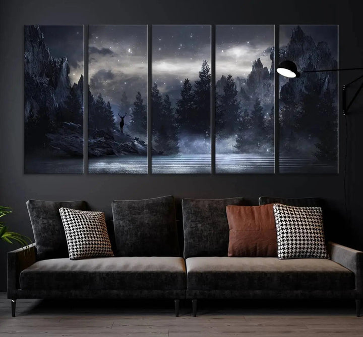 Thrilling Dark Forest Wall Art Canvas Print